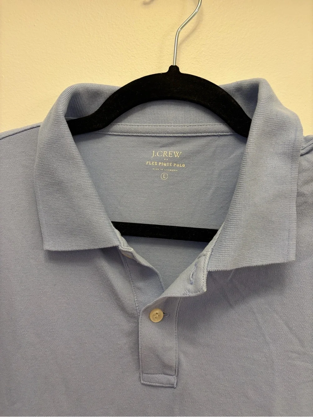 J.Crew Pique Polo Shirt Men's Light Blue 100% Cotton Short Sleeve  Size Large